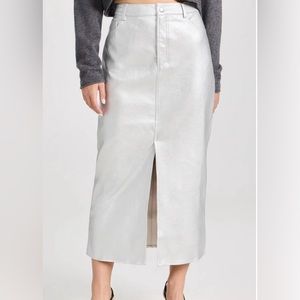 NWT! WAYF METALLIC FAUX LEATHER SKIRT